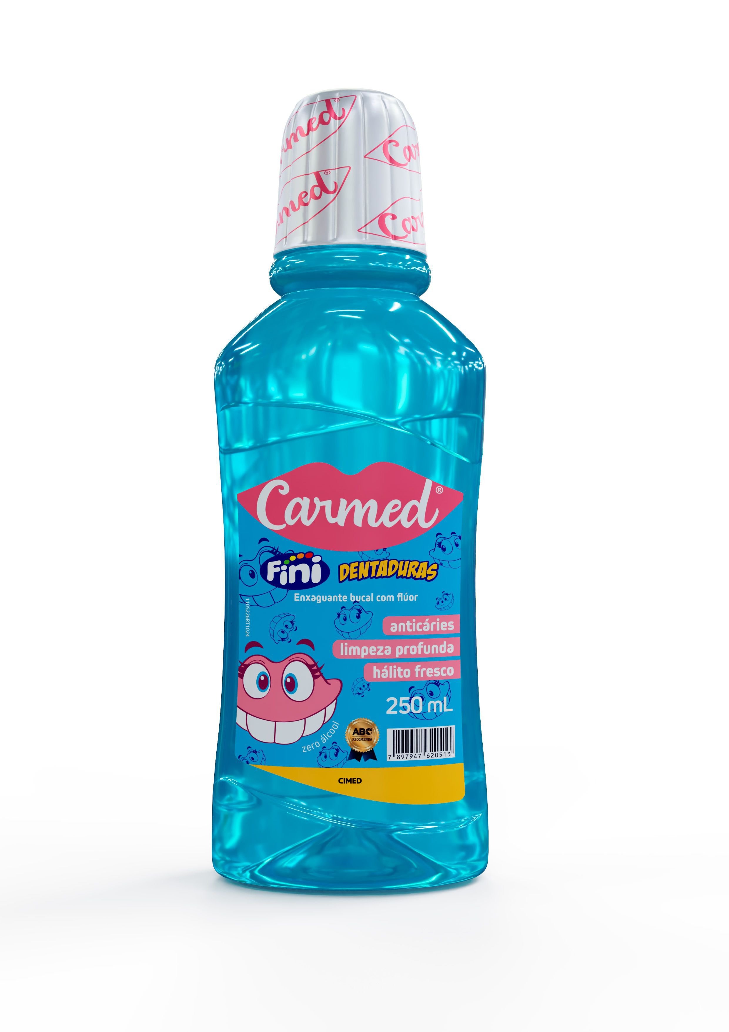 Enxaguante Bucal Carmed Fini Dentaduras com Flúor Zero Álcool 250ml — Carmed | Farmácia Resyla