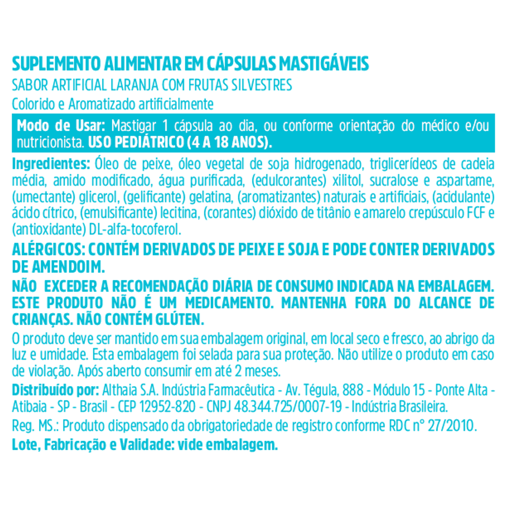 Equaliv Ômega 3 Pro Kids Oil Sabor Laranja 30 Cápsulas Mastigáveis — imagem 2 | Farmácia Resyla