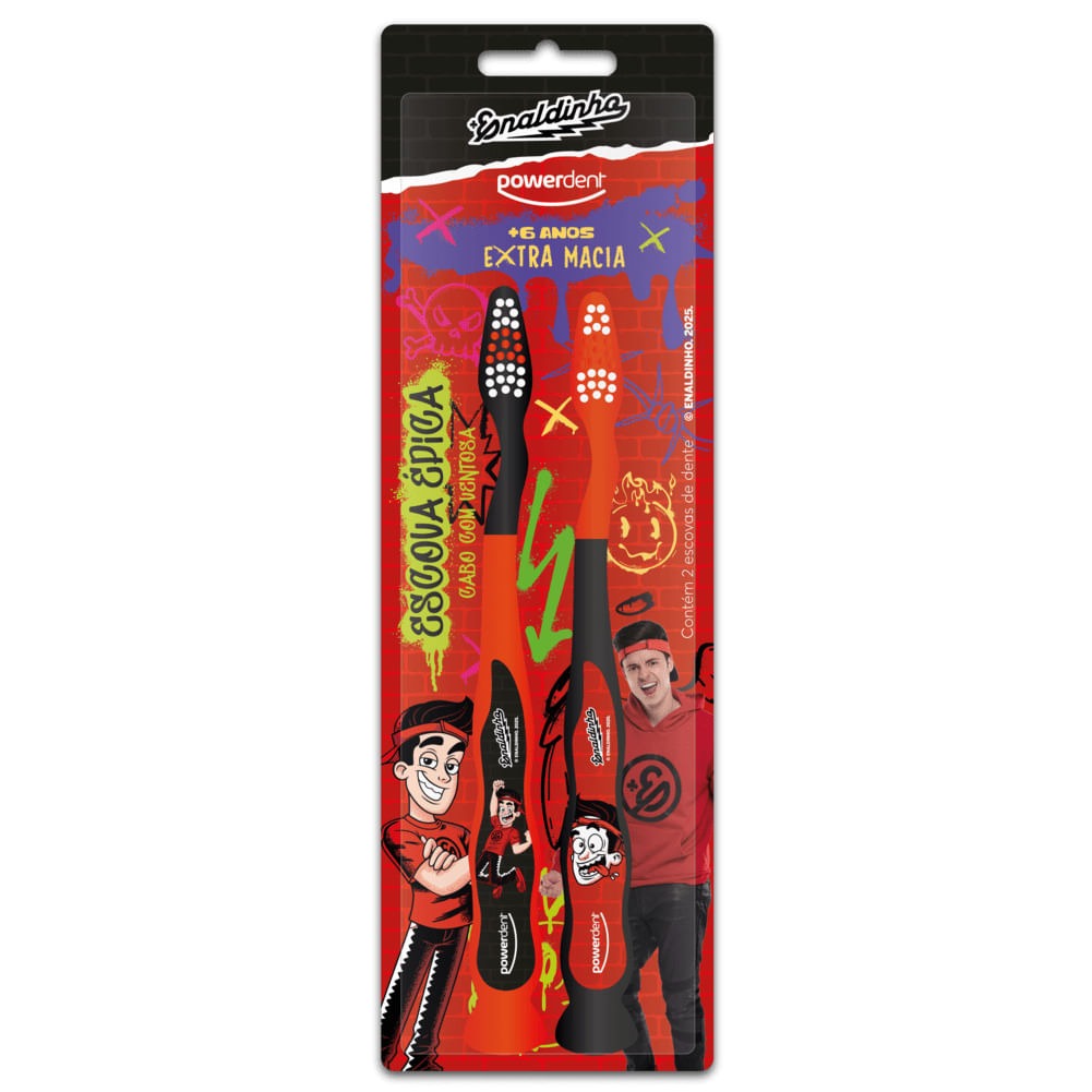 Escova De Dente Infantil Powerdent Enaldinho 2 Unidades — Powerdent | Farmácia Resyla