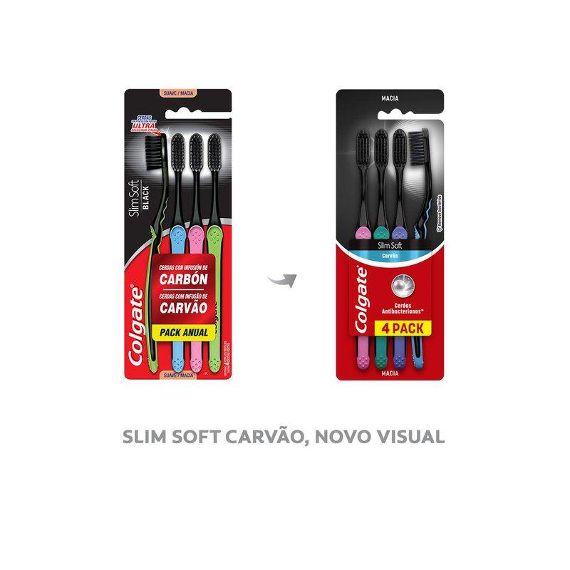 Escova Dental Colgate Slim Soft Black Infusão de Carvão Cerdas Macia 4 Unidades — imagem 3 | Farmácia Resyla