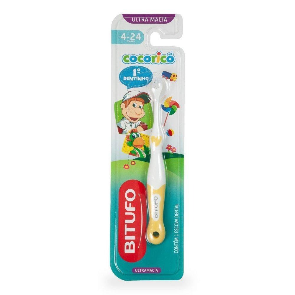 Escova Dental Infantil Bitufo 1 Dentinho Cocoricó Ultra Macia de 4 a 24 meses 1 Unidade — Bitufo | Farmácia Resyla