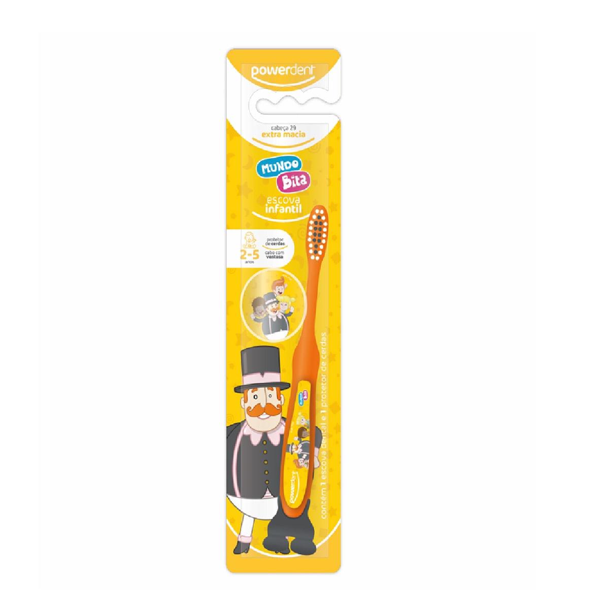 Escova Dental Infantil Powerdent Mundo Bita Extra Macia 2 a 5 anos 1 Unidade + protetor de cerdas — Powerdent | Farmácia Resyla