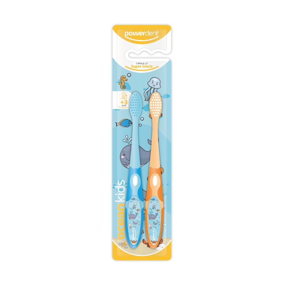 Escova Dental Infantil Powerdent Ocean Kids Cerdas Supermacias 2 Unidades — Powerdent | Farmácia Resyla