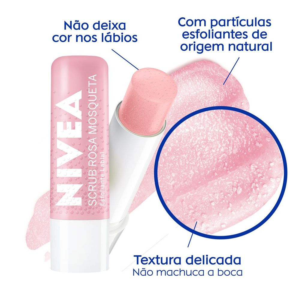Esfoliante Labial Nivea Scrub Rosa Mosqueta + Vitamina E 4,8g — imagem 4 | Farmácia Resyla