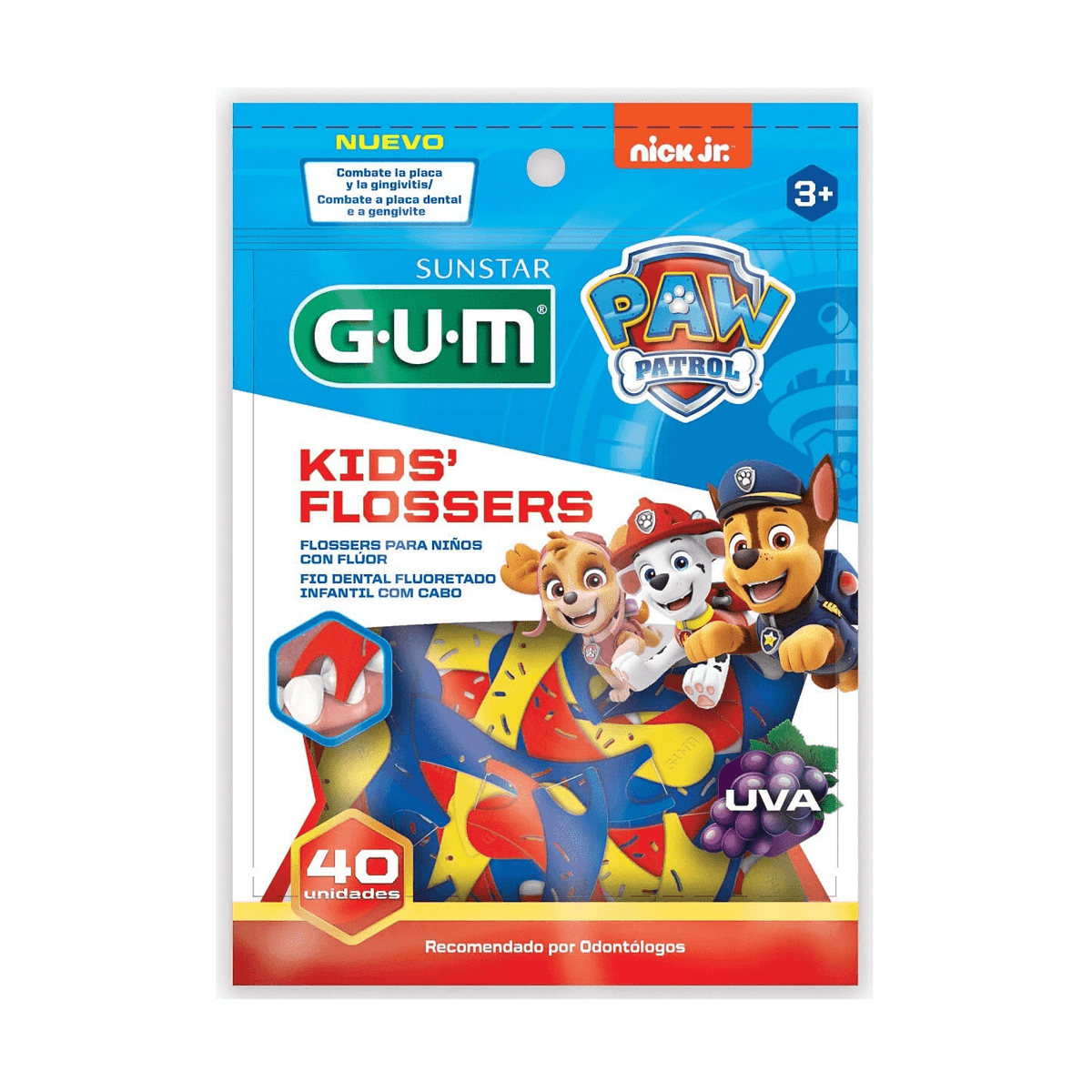 Fio Dental Infantil GUM Flosser Patrulha Canina com Flúor Sabor Uva 40 Unidades — imagem 2 | Farmácia Resyla
