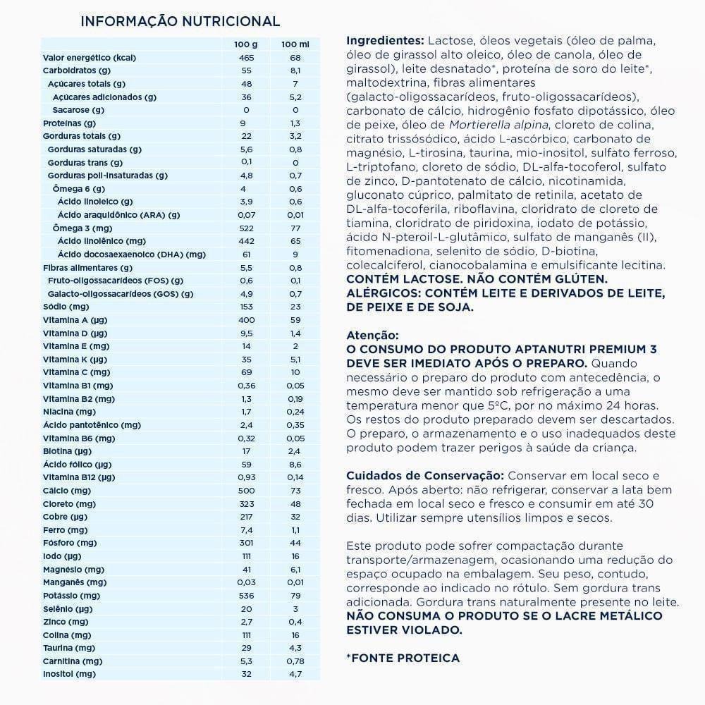 Fórmula Infantil Aptanutri Premium 3 800g — imagem 4 | Farmácia Resyla