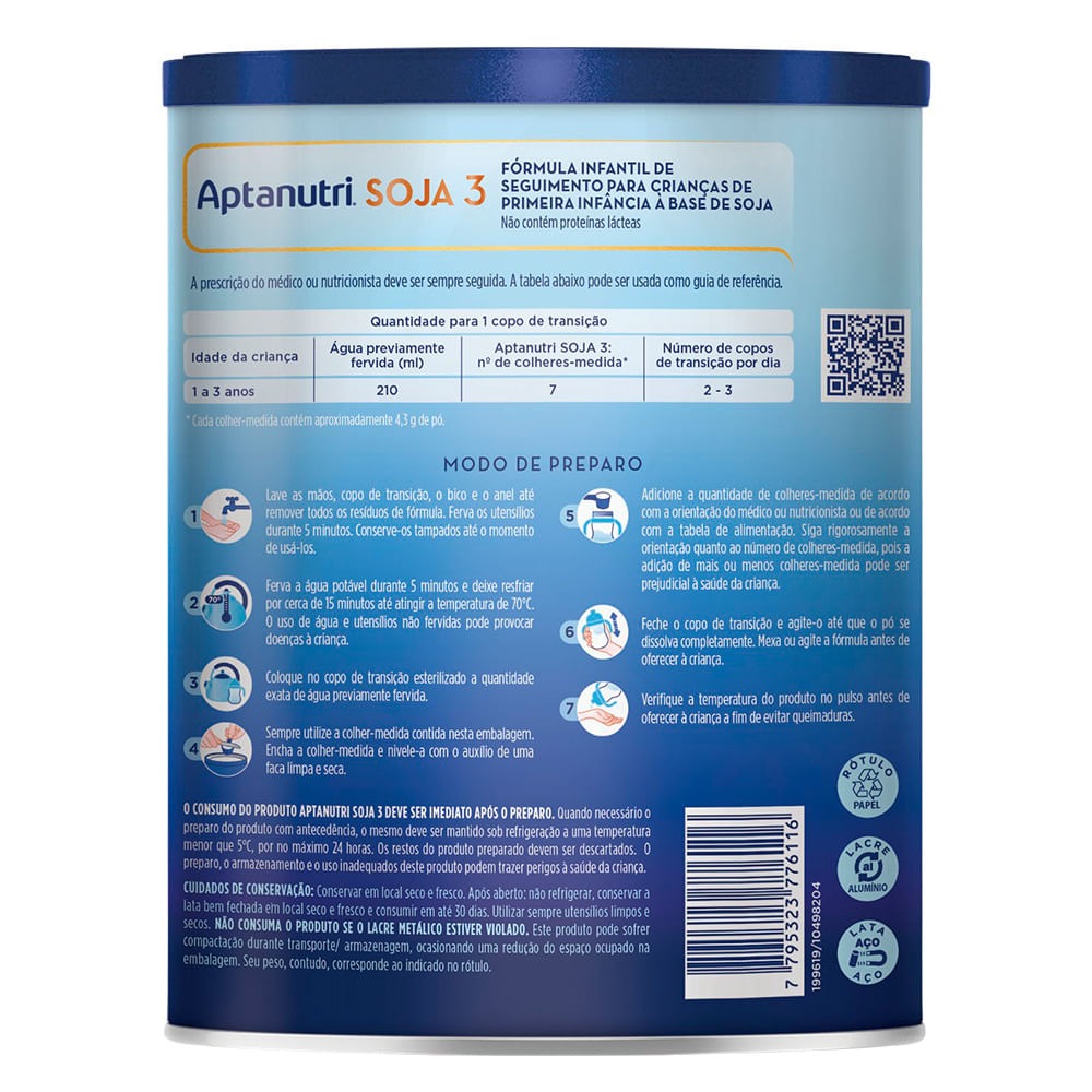 Fórmula Infantil Aptanutri Soja 3 Sem Lactose de 1 a 3 anos 800g — imagem 2 | Farmácia Resyla