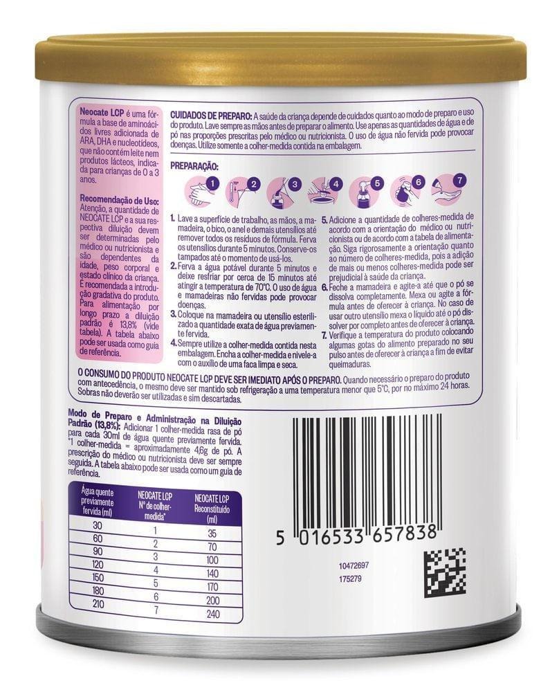 Fórmula Infantil Neocate LCP Hipoalergênica DHA ARA de 0 a 3 anos 400g — imagem 4 | Farmácia Resyla