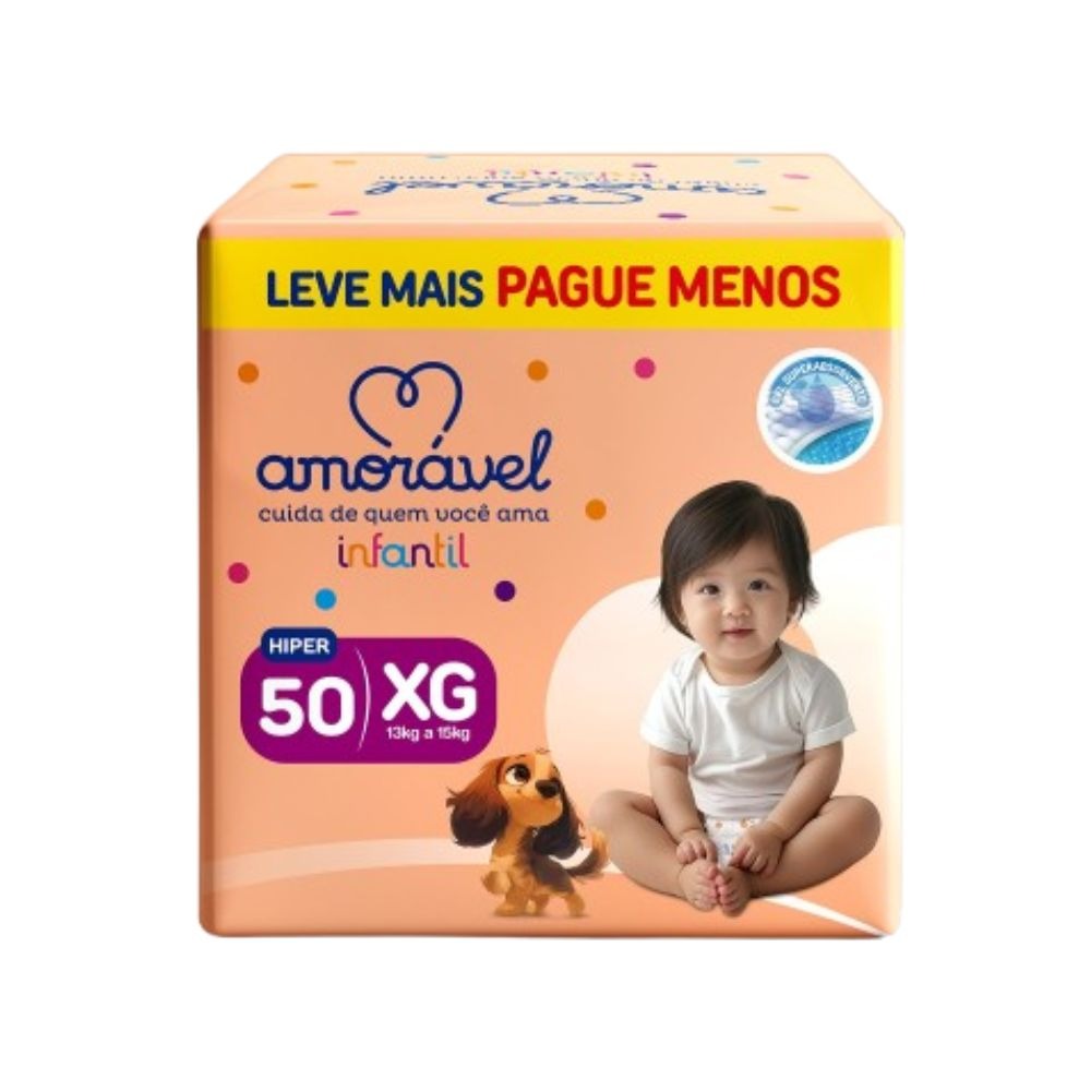 Fralda Amoravel Basic Hiper Xg 50 Unidades — Amoravel | Farmácia Resyla