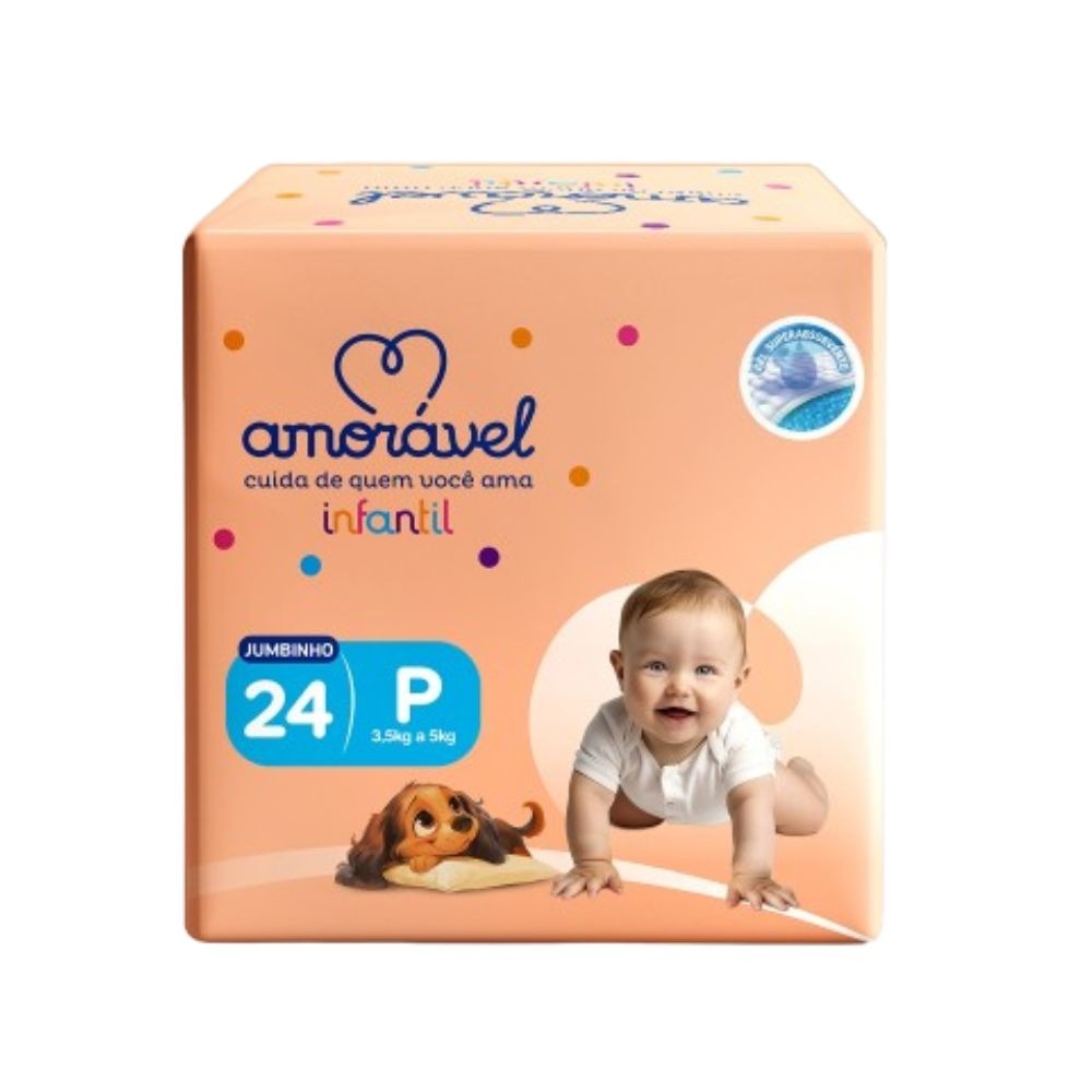 Fralda Amoravel Basic Jumbinho P 24 Unidades — Amoravel | Farmácia Resyla