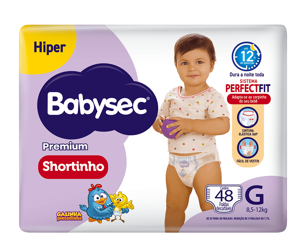 Fralda Babysec Premium Shortinho Galinha Pintadinha G 48 Unidades — imagem 2 | Farmácia Resyla