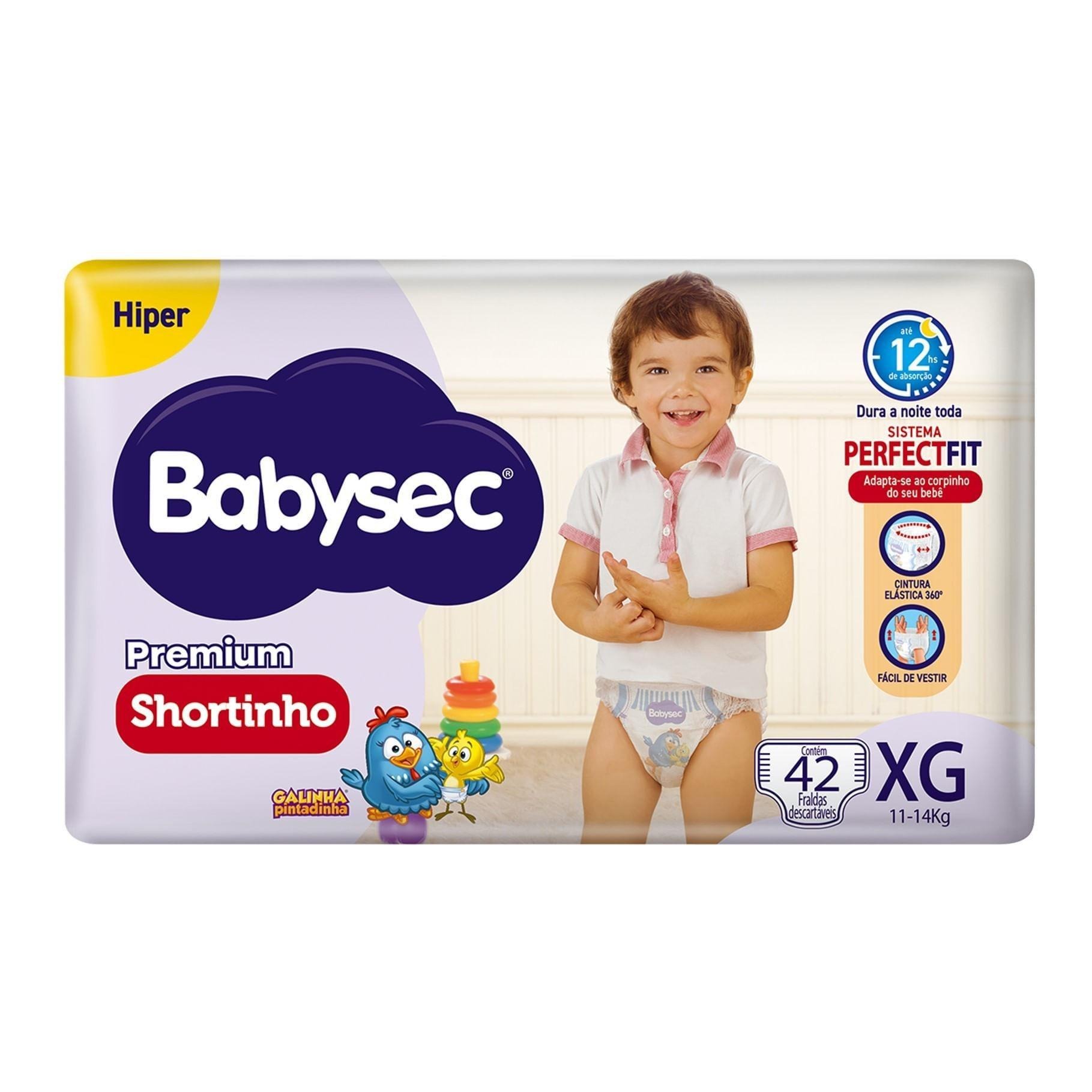 Fralda Babysec Premium Shortinho Galinha Pintadinha XG 42 Unidades — imagem 3 | Farmácia Resyla