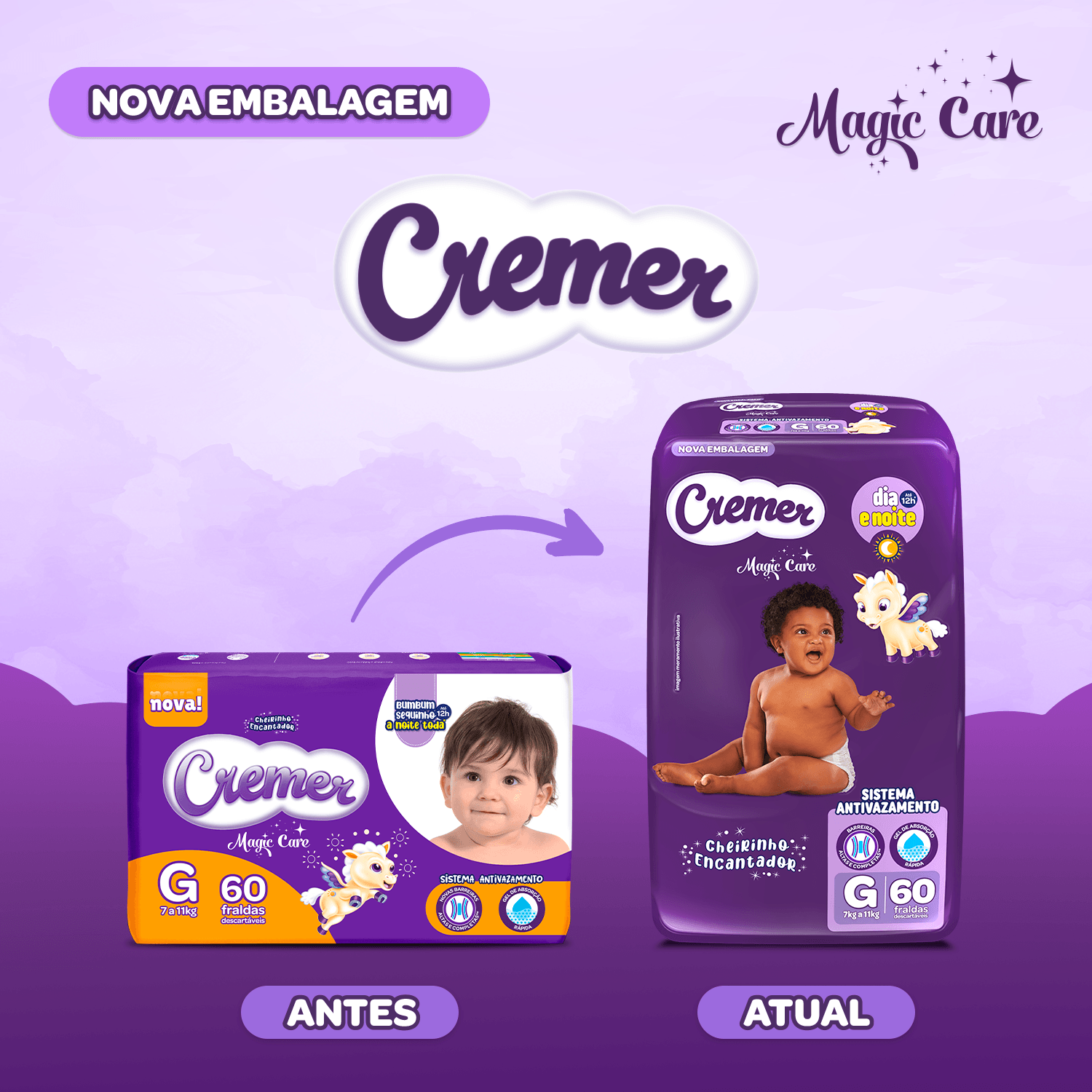 Fralda Cremer Magic Care Dia e Noite G 60 Unidades — imagem 3 | Farmácia Resyla