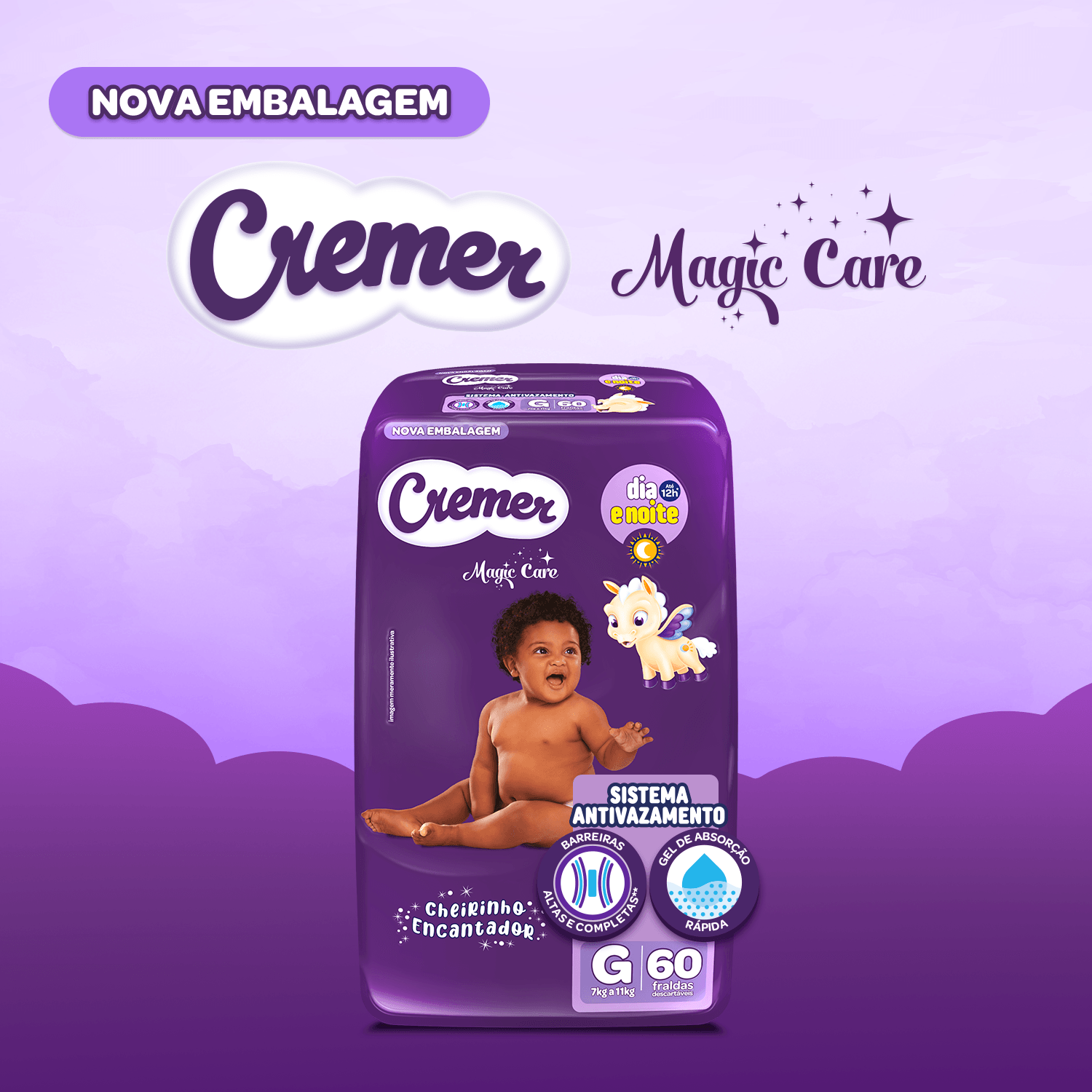 Fralda Cremer Magic Care Dia e Noite G 60 Unidades — imagem 4 | Farmácia Resyla