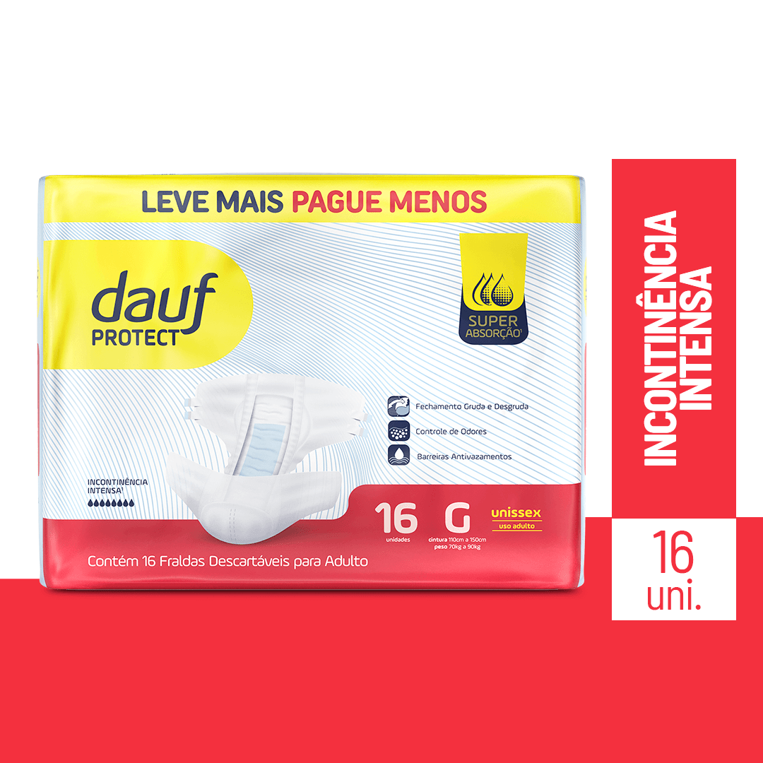 Fralda Geriátrica Dauf Protect G Incontinência Intensa 16 Unidades — Dauf | Farmácia Resyla