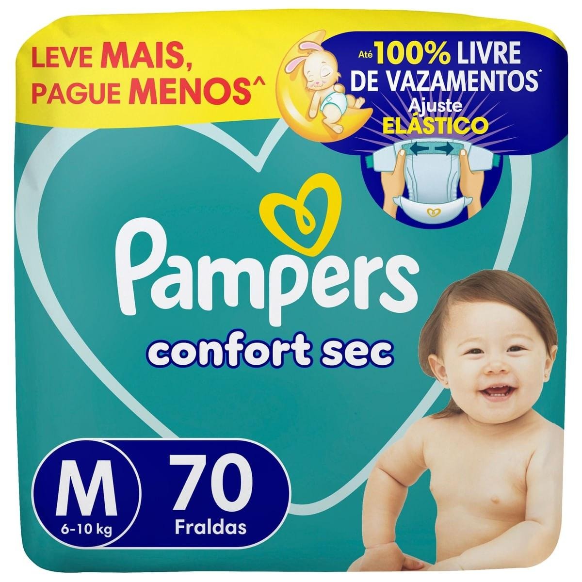 Fralda Pampers Confort Sec M 70 Unidades — Pampers | Farmácia Resyla