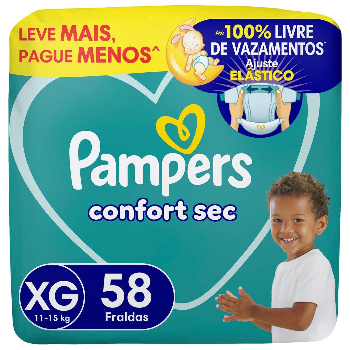Fralda Pampers Confort Sec XG 58 Unidades — Pampers | Farmácia Resyla