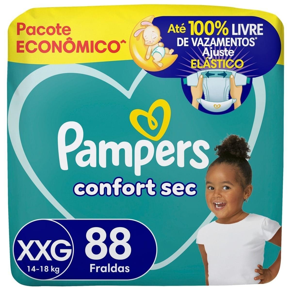 Fralda Pampers Confort Sec XXG 88 Unidades — Pampers | Farmácia Resyla