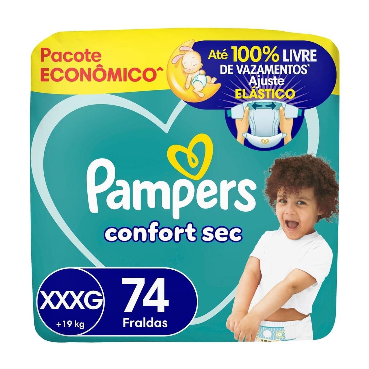 Fralda Pampers Confort Sec XXXG 74 Unidades — Pampers | Farmácia Resyla