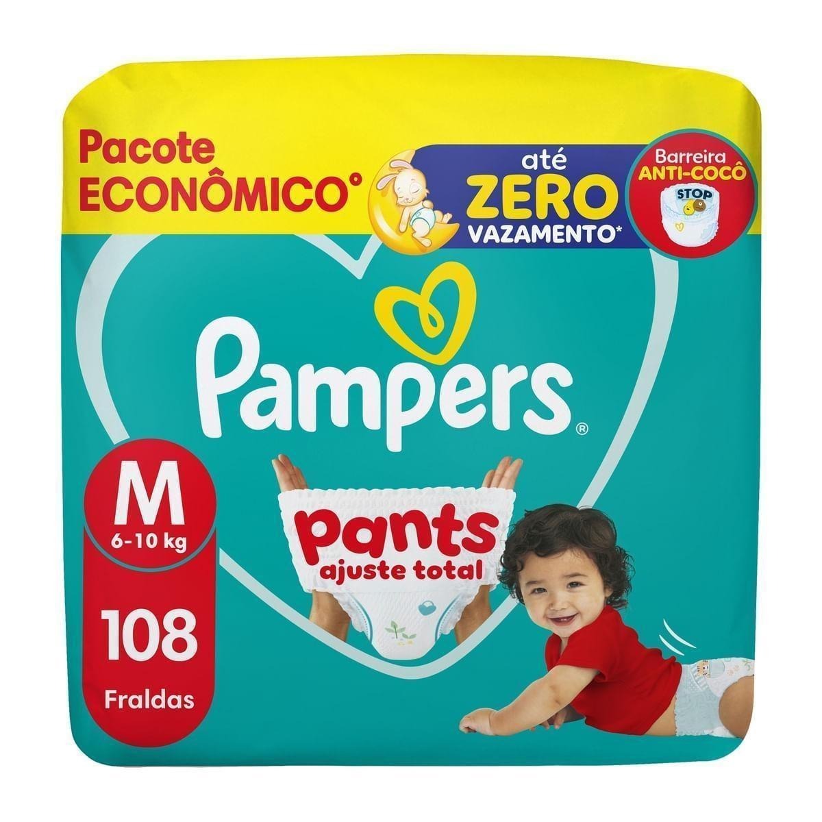 Fralda Pampers Pants Ajuste Total M 108 Unidades — Pampers | Farmácia Resyla