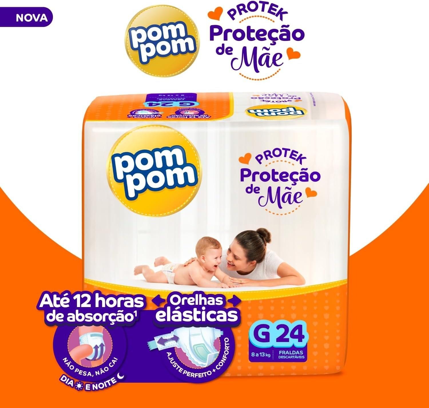 Fralda Pom Pom Protek Proteção de Mãe G 24 Unidades — imagem 3 | Farmácia Resyla