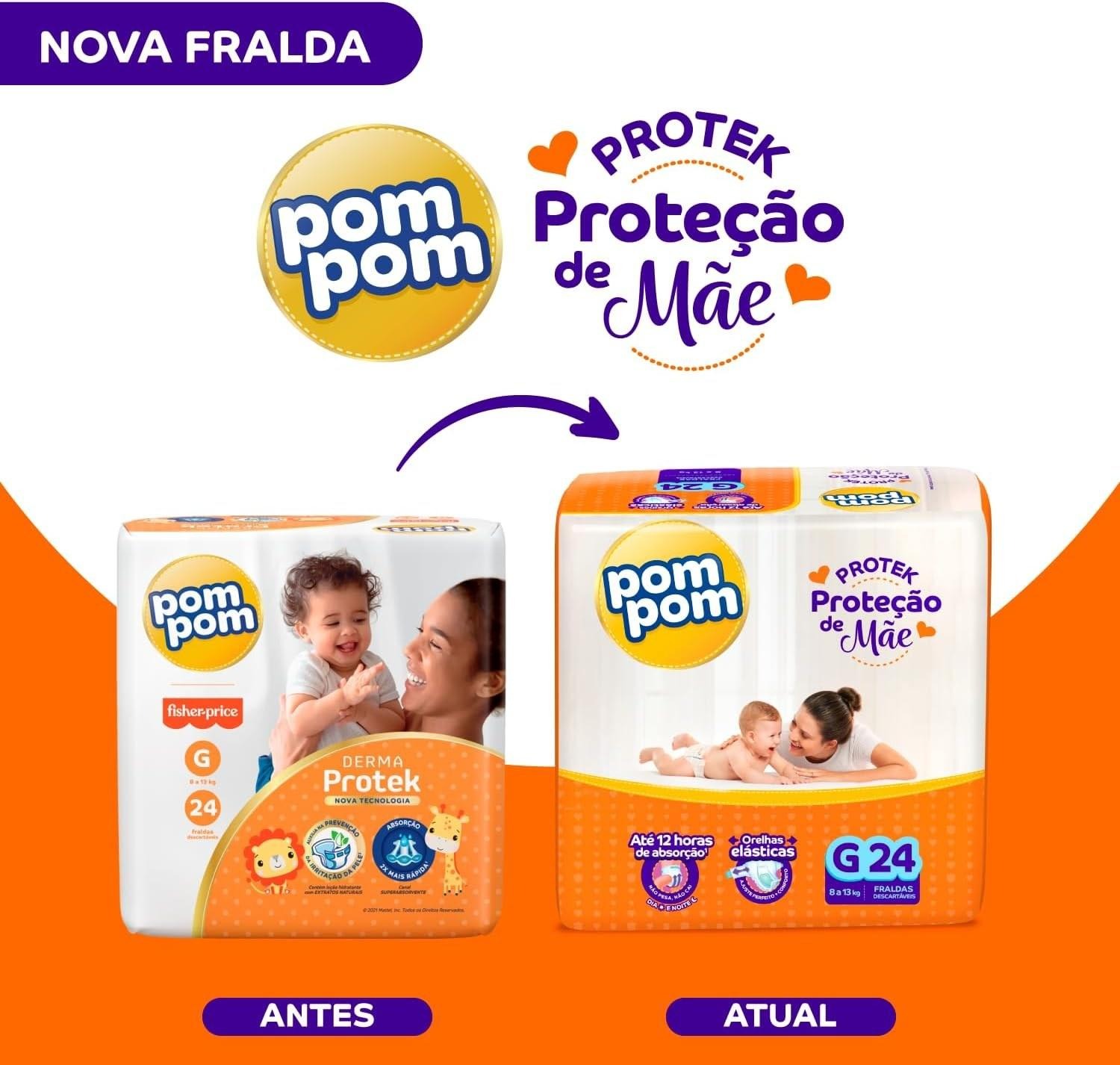 Fralda Pom Pom Protek Proteção de Mãe G 24 Unidades — imagem 4 | Farmácia Resyla