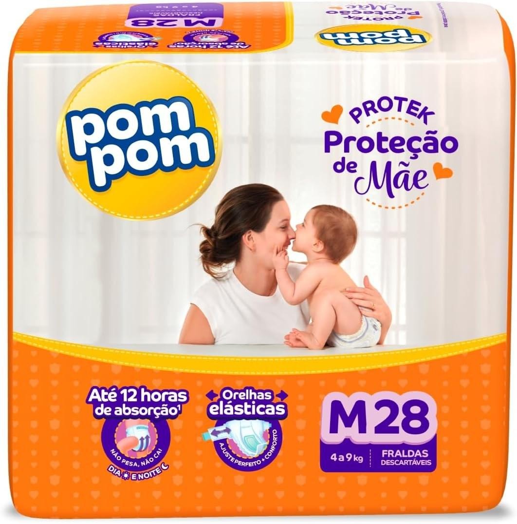 Fralda Pom Pom Protek Proteção de Mãe M 28 Unidades — Pompom | Farmácia Resyla