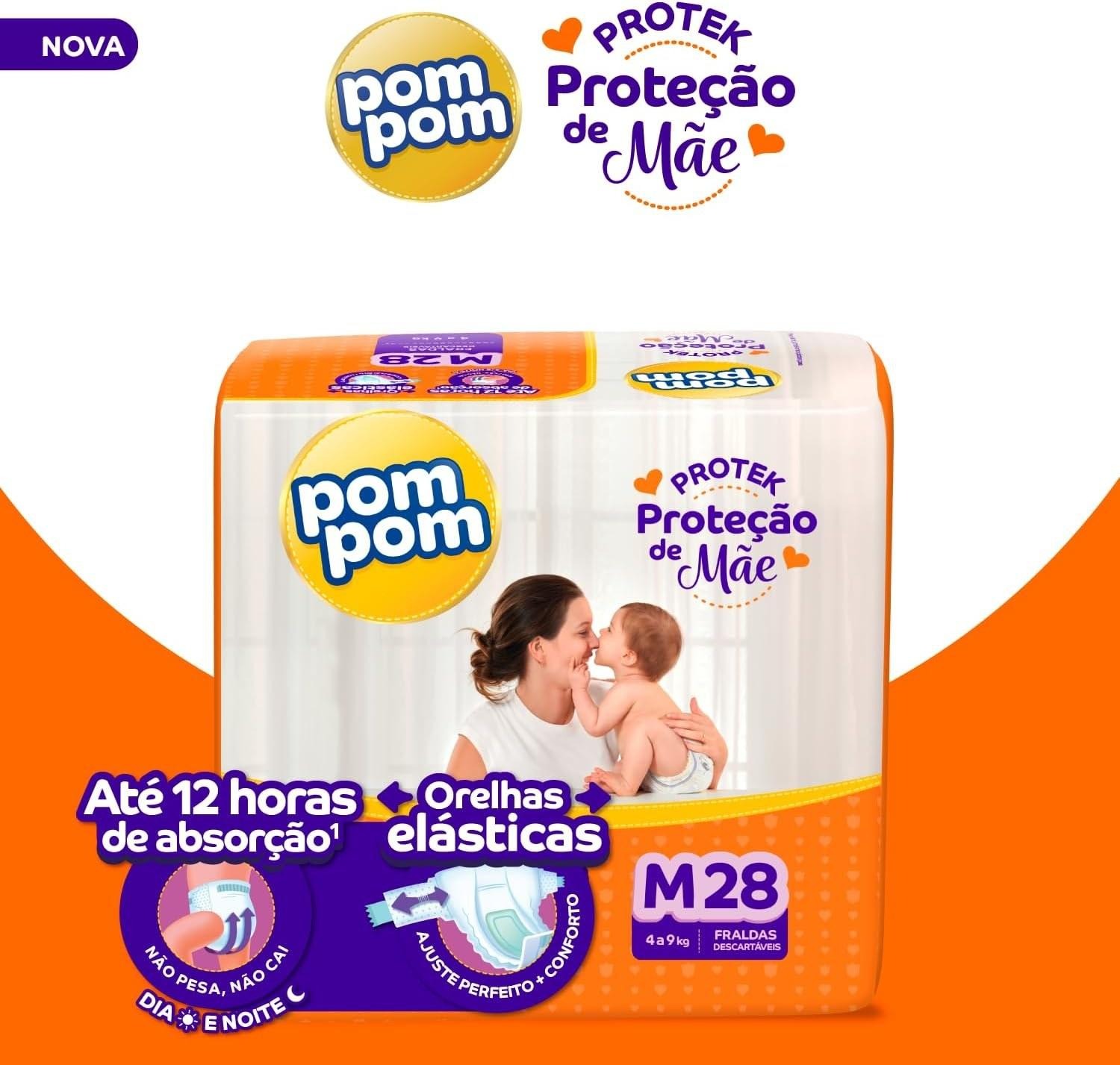 Fralda Pom Pom Protek Proteção de Mãe M 28 Unidades — imagem 3 | Farmácia Resyla