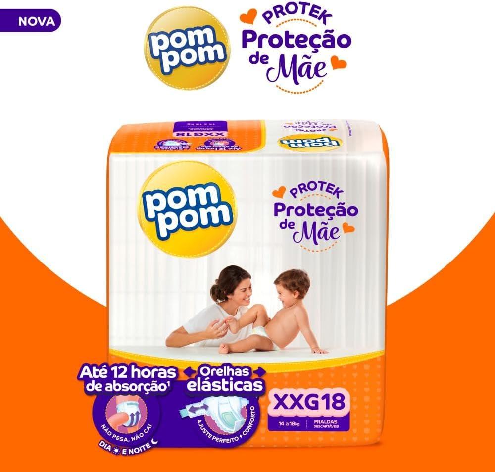 Fralda Pom Pom Protek Proteção de Mãe XXG 18 Unidades — imagem 3 | Farmácia Resyla