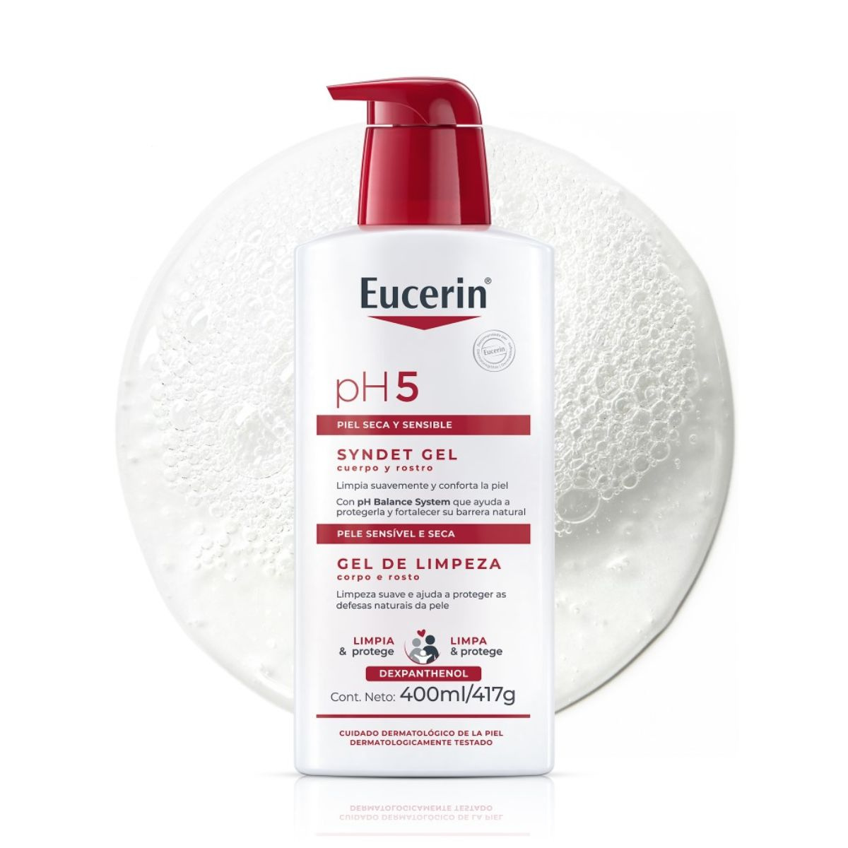 Gel De Limpeza Eucerin  Syndet Gel Corpo E Rosto Ph5 400ml — imagem 2 | Farmácia Resyla