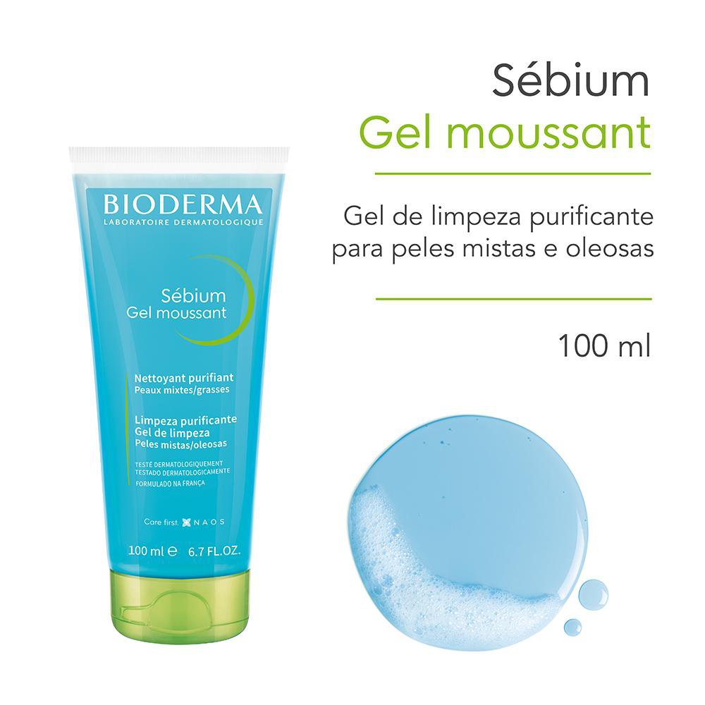 Gel de Limpeza Facial Bioderma Sébium Gel Moussant Antioleosidade 100ml — imagem 2 | Farmácia Resyla