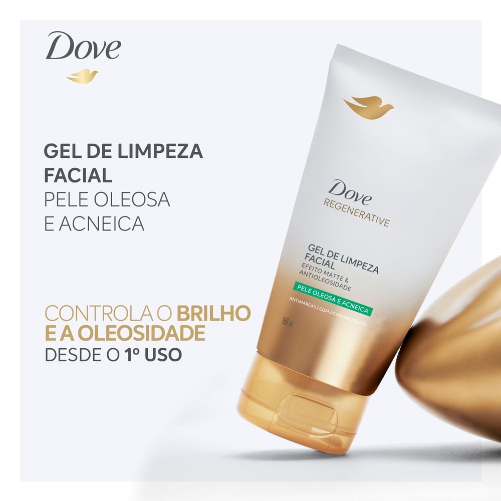 Gel de Limpeza Facial Dove Regenerative Antioleosidade Efeito Matte com Ácido Salicílico 150ml — imagem 4 | Farmácia Resyla