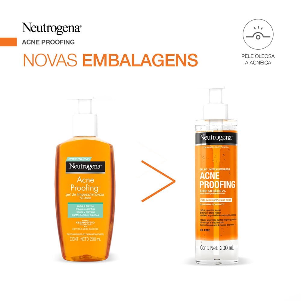 Gel de Limpeza Facial Neutrogena Acne Proofing com Ácido Salicílico 200ml — imagem 3 | Farmácia Resyla