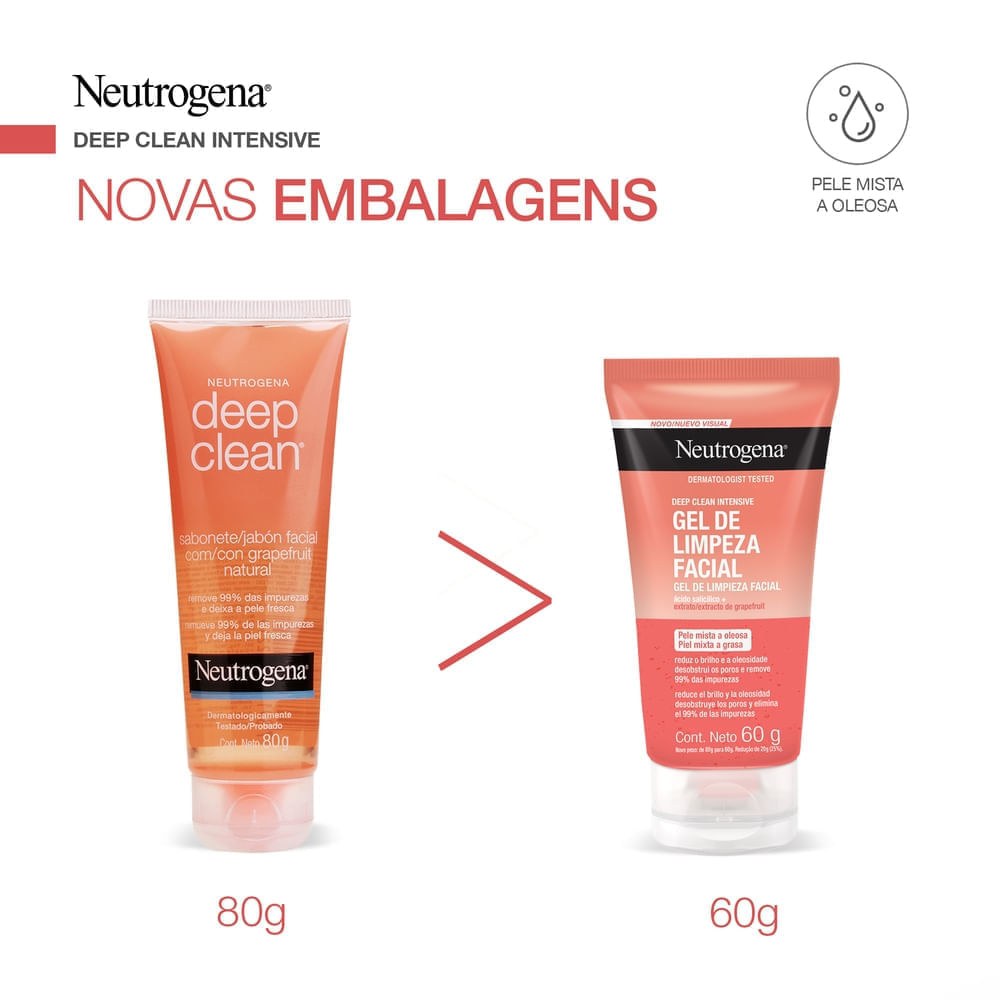 Gel de Limpeza Facial Neutrogena Deep Clean Grapefruit 60g — imagem 4 | Farmácia Resyla