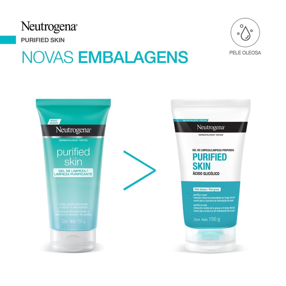 Gel de Limpeza Facial Neutrogena Purified Skin com Ácido Glicólico 150g — imagem 4 | Farmácia Resyla