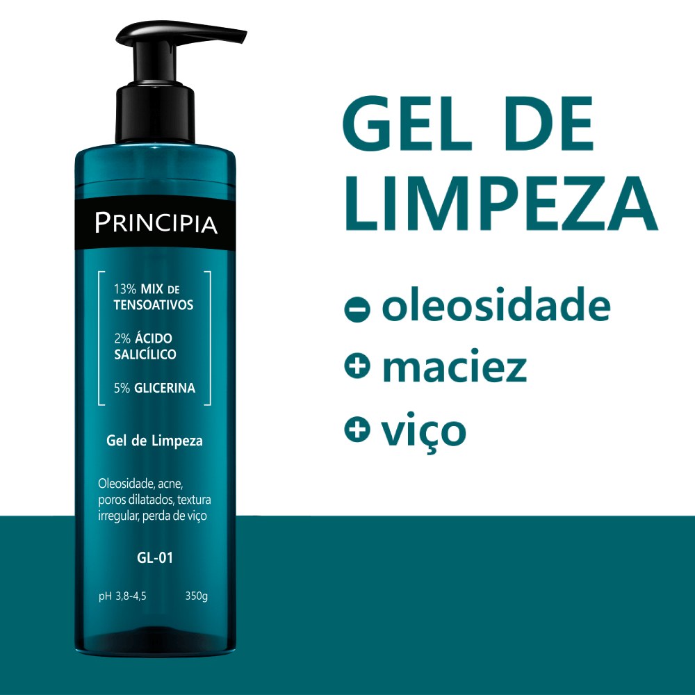 Gel de Limpeza Facial Principia GL-01 com Ácido Salicílico 2% e Glicerina 5% 350ml — imagem 3 | Farmácia Resyla