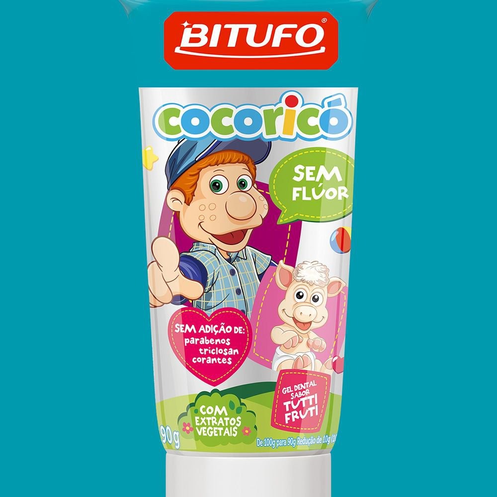 Gel Dental Infantil Bitufo Cocoricó Sem Flúor Sem Corantes Sabor Tutti Frutti 90g — imagem 2 | Farmácia Resyla