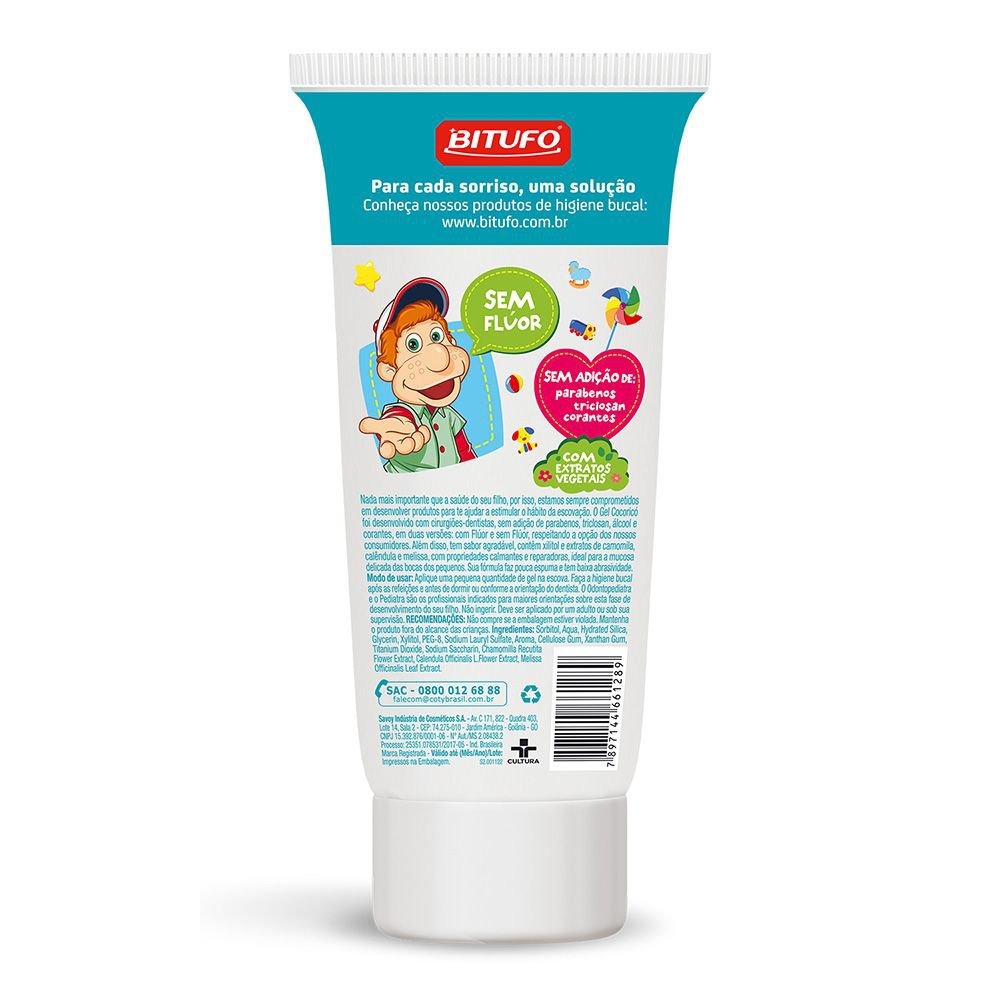 Gel Dental Infantil Bitufo Cocoricó Sem Flúor Sem Corantes Sabor Tutti Frutti 90g — imagem 3 | Farmácia Resyla