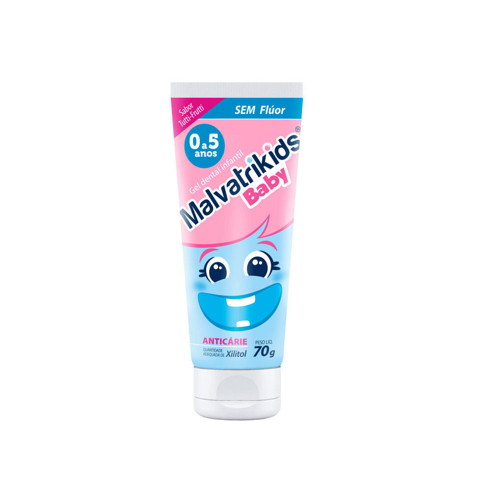 Gel Dental Infantil Malvatrikids Baby Anticáries Sem Flúor Xilitol Sabor Tutti Frutti 70g — Malvatricin | Farmácia Resyla
