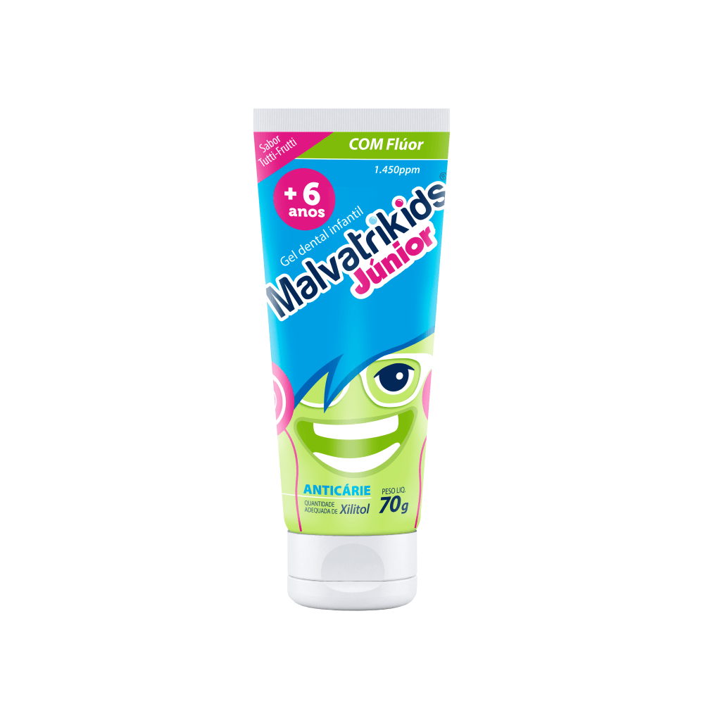 Gel Dental Infantil Malvatrikids Júnior Anticáries Flúor Xilitol Sabor Tutti Frutti 70g — Malvatricin | Farmácia Resyla
