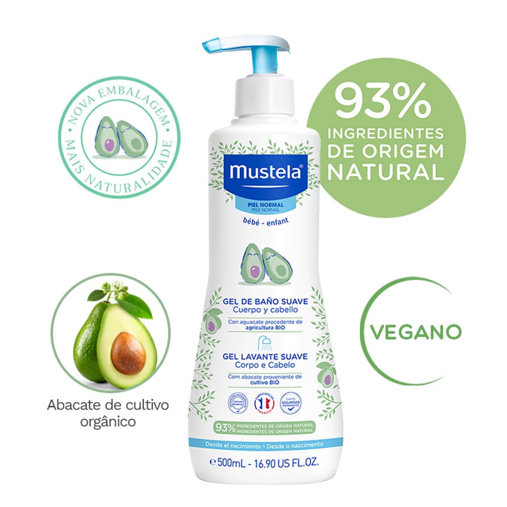 Gel Lavante Mustela Bebê Suave com Abacate Orgânico 500ml — imagem 2 | Farmácia Resyla