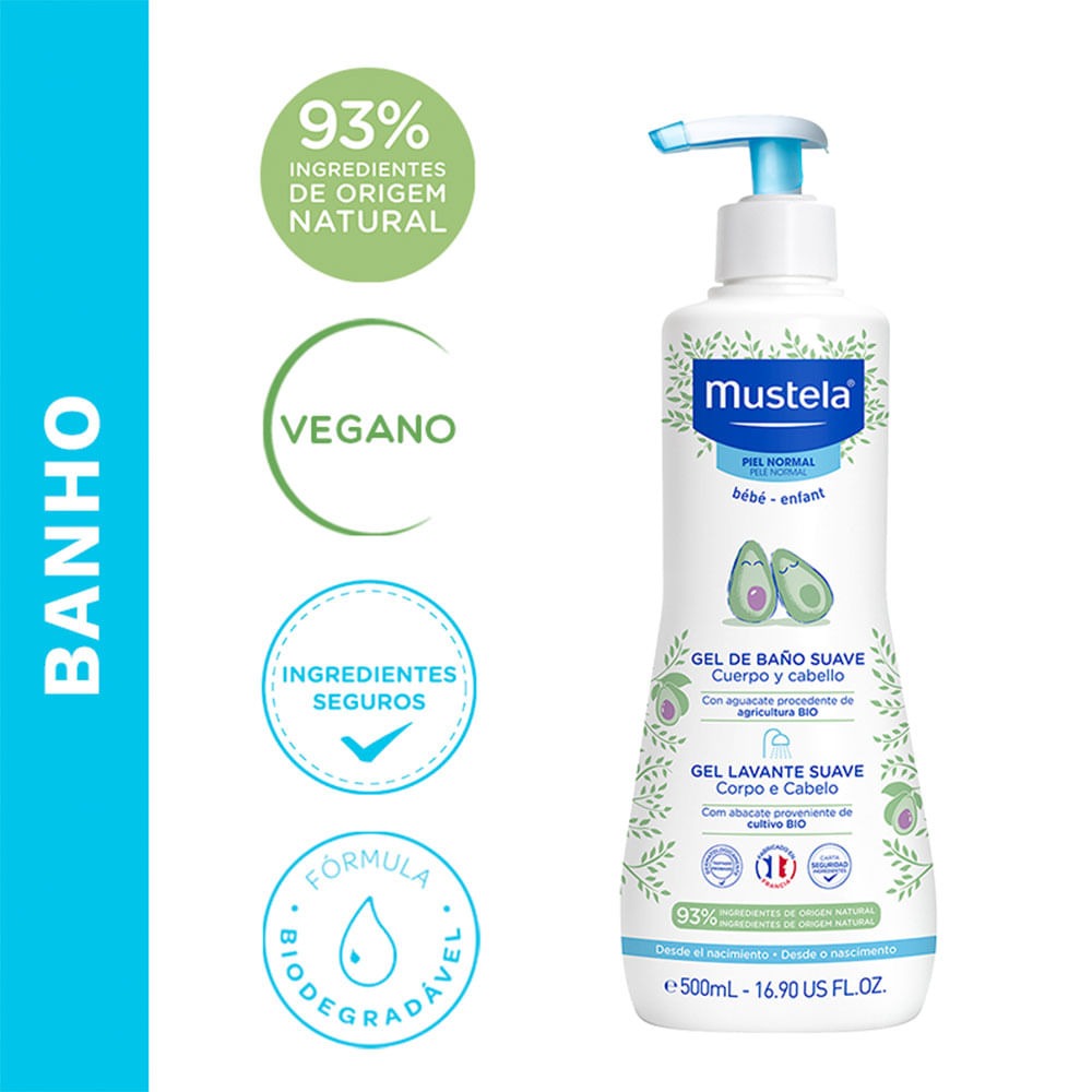 Gel Lavante Mustela Bebê Suave com Abacate Orgânico 500ml — imagem 4 | Farmácia Resyla