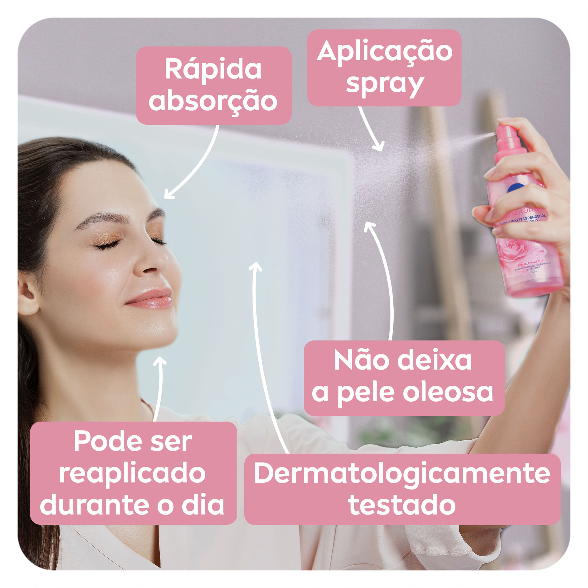 Hidratante Facial Nivea Aqua Rose em Spray 150ml — imagem 4 | Farmácia Resyla