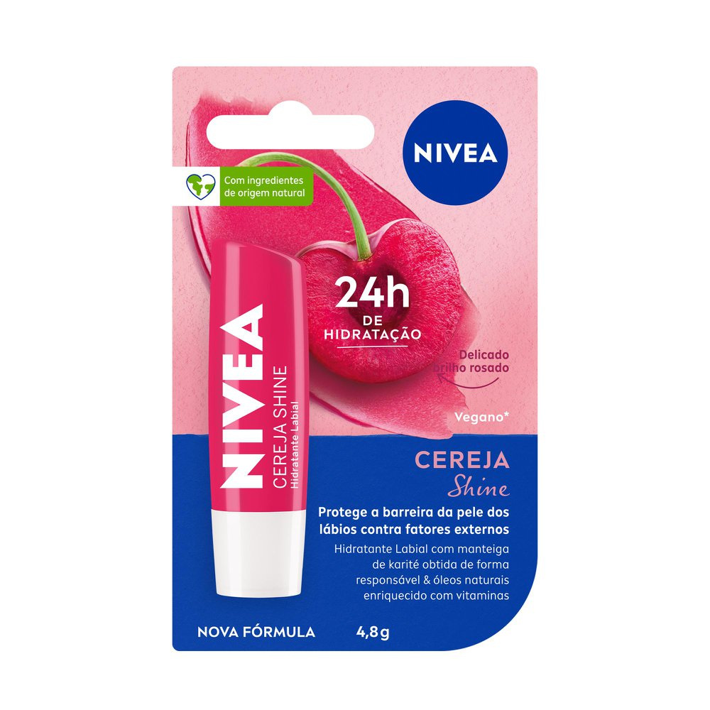 Hidratante Labial Nivea Cereja Shine 4,8g — Nivea | Farmácia Resyla