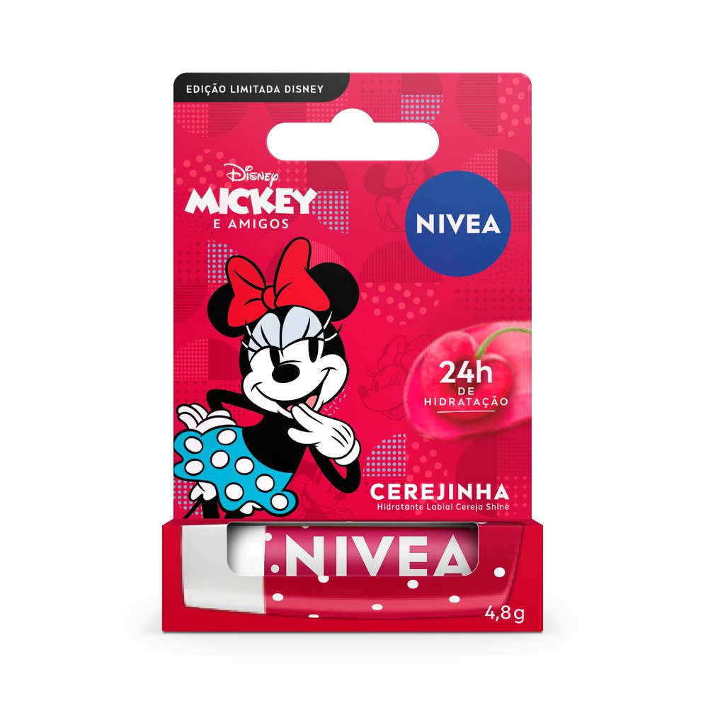 Hidratante Labial Nivea Disney Mickey e Amigos Cereja Shine 4,8g — Nivea | Farmácia Resyla