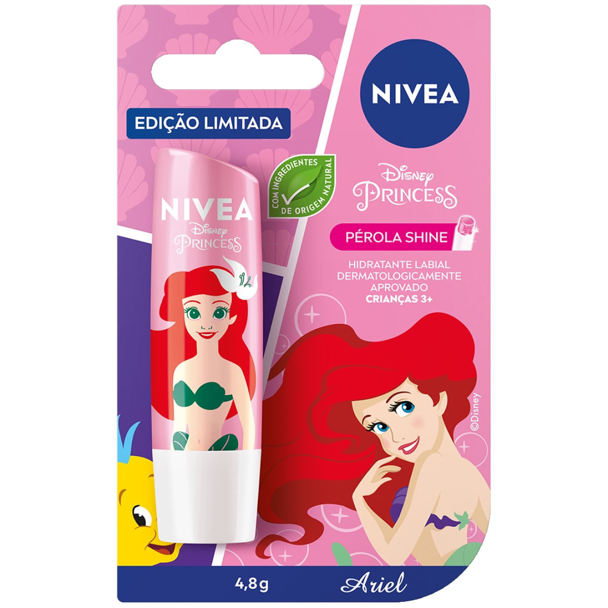 Hidratante Labial Nivea Disney Princess Ariel Pérola Shine 4,8g — Nivea | Farmácia Resyla