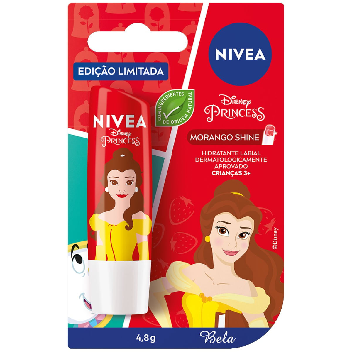 Hidratante Labial Nivea Disney Princess Bela Morango Shine 4,8g — Nivea | Farmácia Resyla