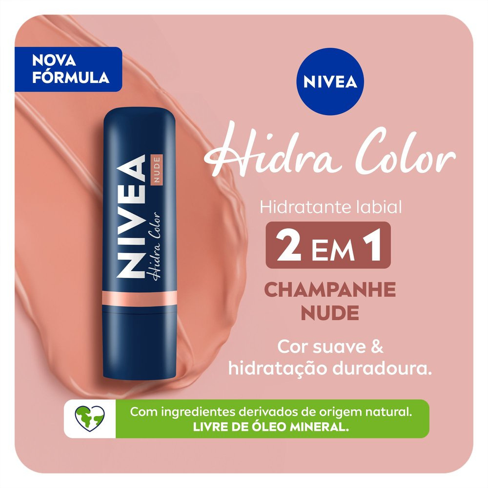 Hidratante Labial Nivea Hidra Color Nude 4,8g — imagem 2 | Farmácia Resyla