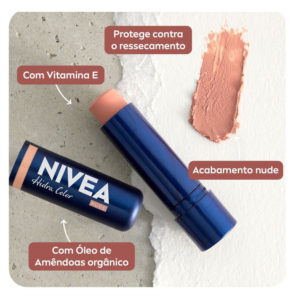 Hidratante Labial Nivea Hidra Color Nude 4,8g — imagem 4 | Farmácia Resyla