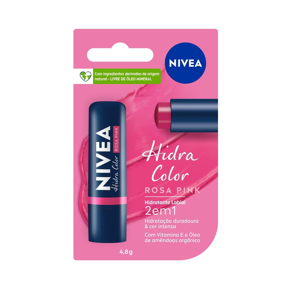 Hidratante Labial Nivea Hidra Color Rosa Pink 4,8g — Nivea | Farmácia Resyla